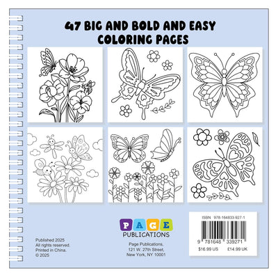 Butterflies and Flowers: Bold and Easy Coloring Book