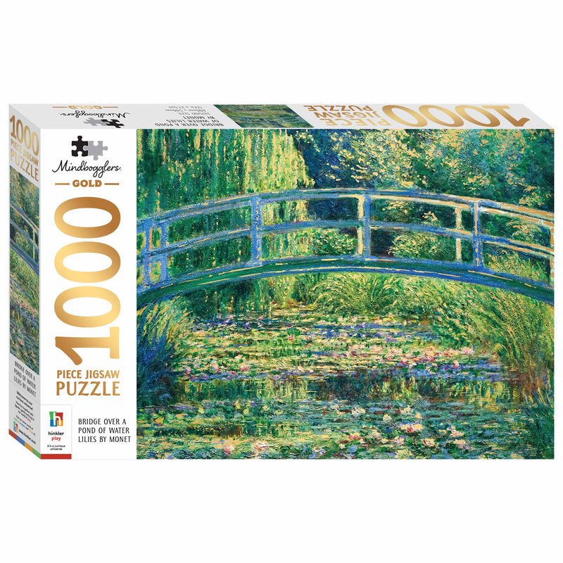 Mindbogglers Gold 1000 Piece Puzzle :  Bridge Over a Pond of Water Lilies