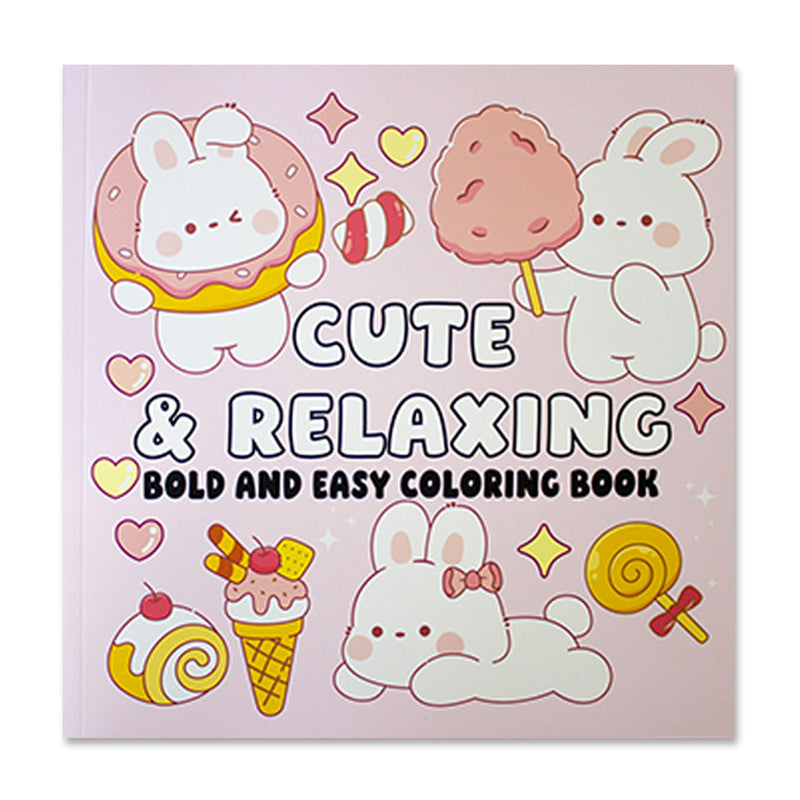 Cute & Relaxing  : Bold and Easy Coloring Book
