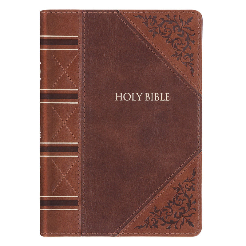 Kjv Holy Bible Two Tone Brown Faux Leather Compact Bible pack