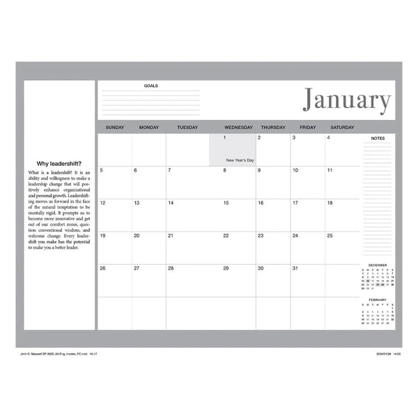 Daily Planner 2025 John Maxwell Black and Taupe With Zip