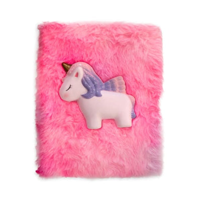 Fluffy Unicorn Gold Horn Notebook