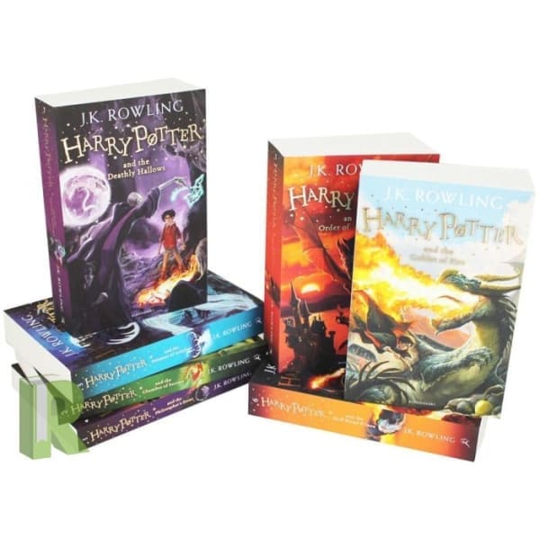 Harry Potter Complete Collection print books by J.K. Rowling displayed by Readers Warehouse