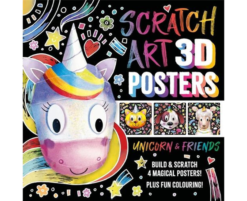 Scratch Art 3D Posters: Unicorn & Friends